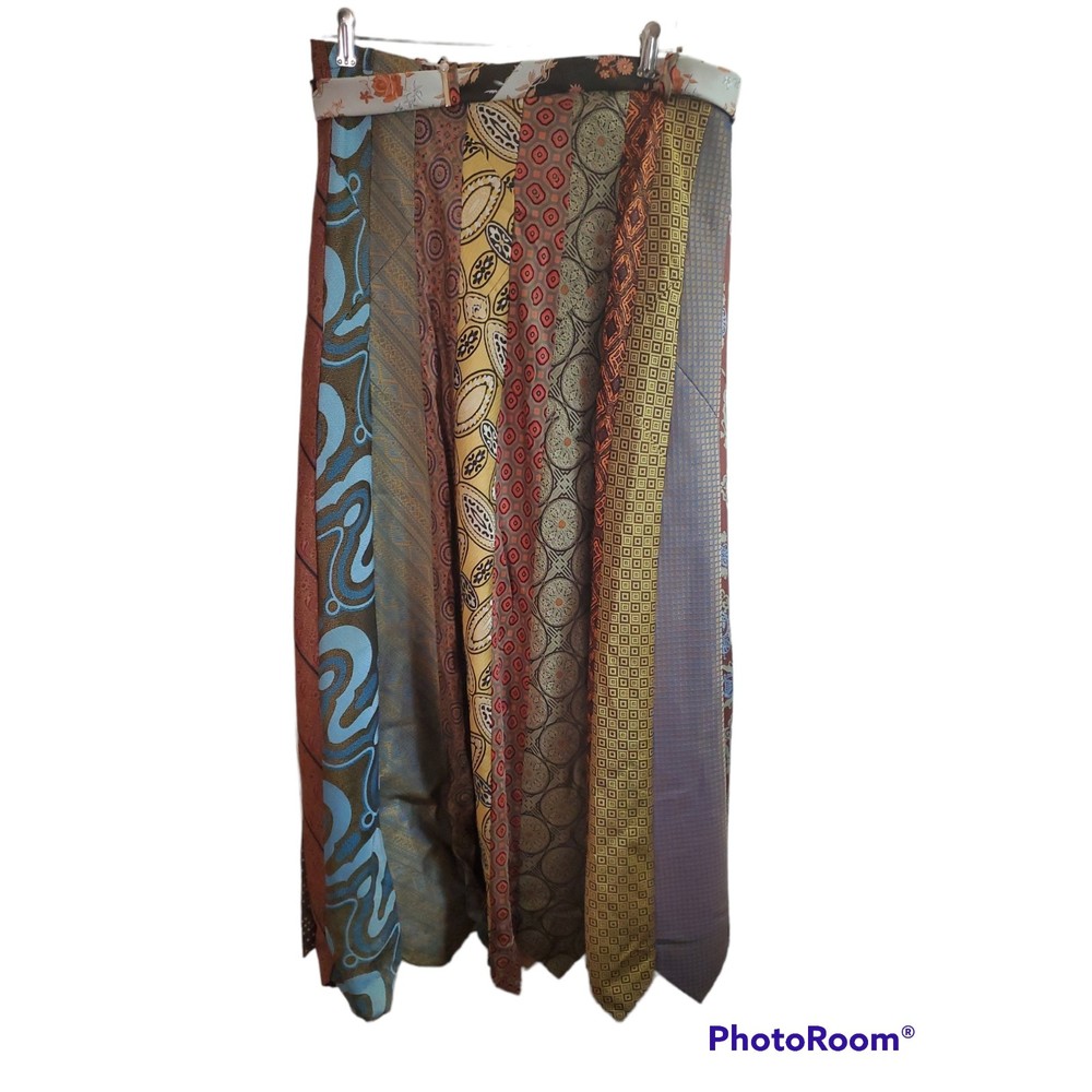 RARE Vintage Handmade NeckTie Skirt (70's). Long, Large Size with Tie Belt